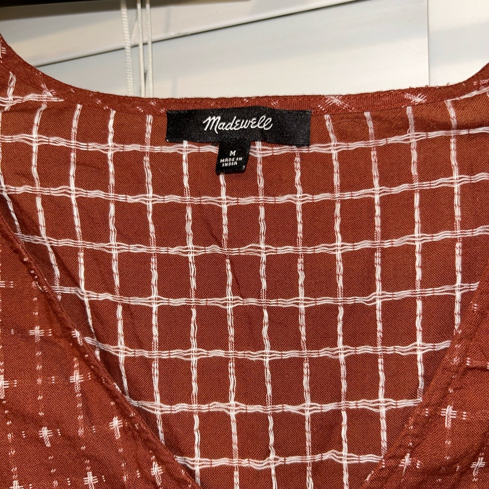 Madewell Rust and White Grid Dress